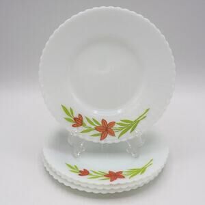Macbeth Evans Monax Petalware Florette Red Floral Bread Dessert Plate Lot of 4